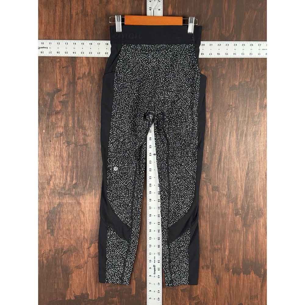Lululemon Wunder Train High-Rise Tight 25" Leggings Speckled Black Womens 4 EUC